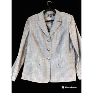 VTG Blazer Women's 18 Gray Pink Pinstripe Lined 3 Buttons Career Corp Classic